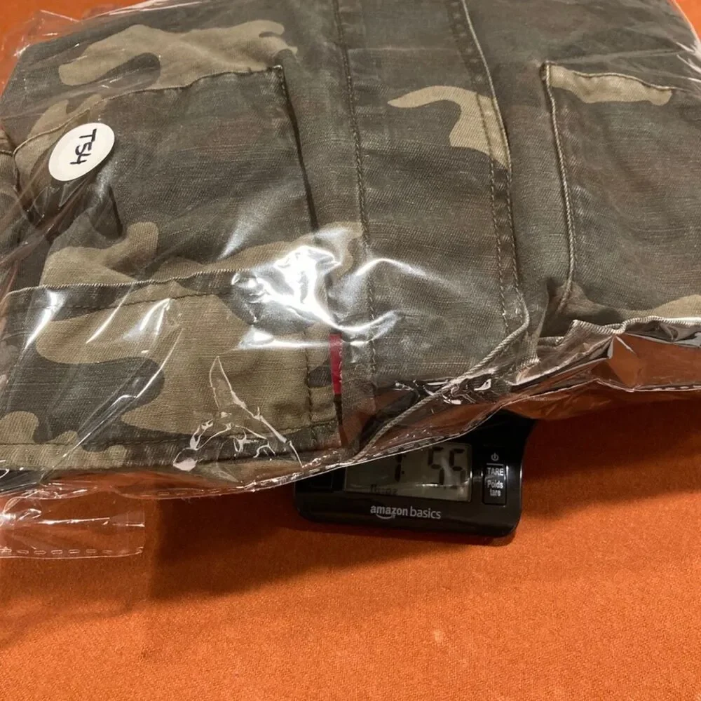 Levis Jacket Med Camo Military Style Y2K Vintage 90's Cotton Raw Front Hem Denim - Picture 13 of 13